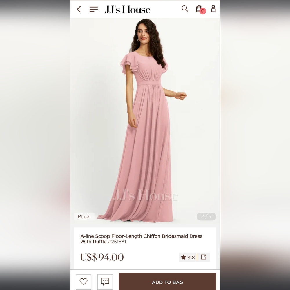 JJs house blush bridesmaids dress